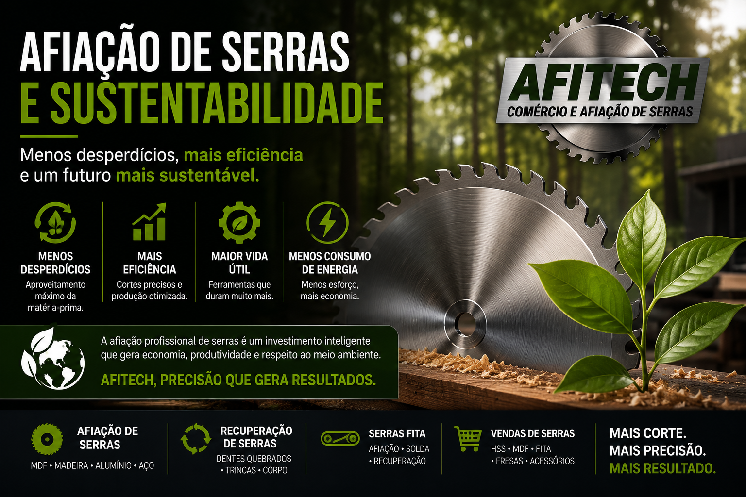 Afiação de serras reduzindo desperdícios na indústria